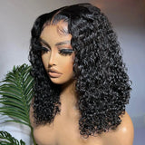200% Density Short Curly Bob Wig 13x4 Lace Front Wet & Wavy Deep Wave Brazilian Remy Human Hair 4x4 Closure