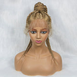 24" Box Braids 360 Lace Front Wig | Ponytail Style | Baby Hair | Synthetic African Braiding Hair