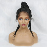 24" Box Braids 360 Lace Front Wig | Ponytail Style | Baby Hair | Synthetic African Braiding Hair