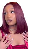 180% Density Dark Root Ginger Ombre Straight Bob Wig | Transparent T-Part Lace Front Human Hair