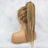 24" Box Braids 360 Lace Front Wig | Ponytail Style | Baby Hair | Synthetic African Braiding Hair