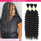 Deep Wave Human Hair Bulk | Boho Braids & Extensions | 100% Brazilian Remy | Natural Black