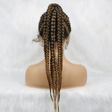24" Box Braids 360 Lace Front Wig | Ponytail Style | Baby Hair | Synthetic African Braiding Hair