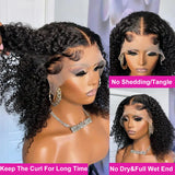 200% Density Short Curly Bob Wig 13x4 Lace Front Wet & Wavy Deep Wave Brazilian Remy Human Hair 4x4 Closure