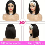 Straight Bob Headband Wig | 100% Brazilian Remy Human Hair Short Machine Made Bob Wigs for Women (All Colors)