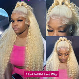 13x6 HD 613 Honey Blonde Deep Wave Lace Frontal Wigs 30 Inch Transparent Brazilian 13x4 Curly Colored Lace Front Human Hair Wigs