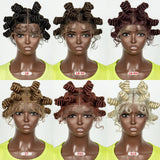 Short Cute 350 Color Bantu Knotless Braids Wig | Transparent Full Lace | Baby Hair