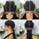 32" Full Lace Four Braid Box Braids Wig | Kanekalon Synthetic Braided Wig for Black Women