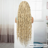 36" Long 613 Blonde Knotless Box Braids Wig | Full Lace Frontal Twist
