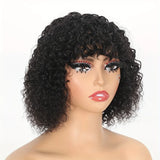 Curly Short Bob Cut Human Hair Wigs With Bangs Kinky Curly Bob Wig Brazilian Remy Hair Full Machine Made