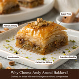 Andy Anand Sugar-Free Turkish Baklava, 26 pc, 8.8 oz – Pistachio, Walnut & Hazelnut, Flaky Phyllo, Diabetic-Friendly Birthday Gift Box