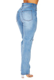 Denim Patch Exposed Knee Jeans
