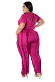 Curvy Short Sleeve Top Matching Tassel Pants