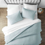 2 Piece Microfiber Farmhouse Coverlet Bedspread Set Light Blue, Twin/Twin XL