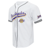 Pro Standard LA Lakers Script Tail Mesh Button Down Shirt - White/Black