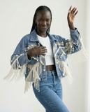 Wild Heart Pearl Tassel Denim Jacket