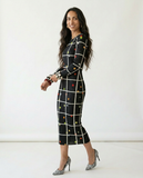 Vibrant Plaid Pleated Maxi Dress