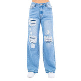 Wide Leg Released Hem Jeans