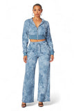 Aaliyah Tie Dye Crop Hoodie & Straight Pants Set