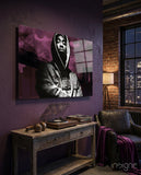 Hooded Rapper By Bridge Pink Haze Glass Wall Art