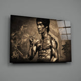 Sepia Kanji Martial Arts Master Glass Wall Art