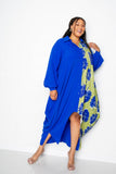 Plus Size Printed Maxi Shirt Dress