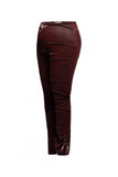 Plus Size Women’s Velvet Pu Ruched Pants, Burgundy