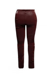 Plus Size Women’s Velvet Pu Ruched Pants, Burgundy