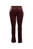 Plus Size Women’s Velvet Pu Ruched Pants, Burgundy