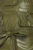 Vegan Leather Cargo Pocket Jogger Jumpsuit