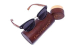 Real Walnut Wood Club Style Sunglasses With Bamboo Case, Polarized