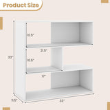 Concave Bookshelf with 3 Open Shelves and Anti-Tip Device