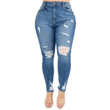 High Waist Knee Distressed Skinny Jeans