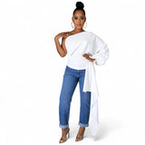 One Shoulder Top with Long Side Train