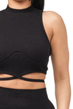 Seamless Front Waist Back Tie Top and Shorts Set