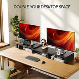 Dual Monitor Stand Riser Adjustable Desktop Organizer for PC Laptop Printer