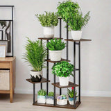 5-Tier Metal Plant Stand with Wheels, Rolling Indoor Outdoor Planter Shelf