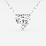 3.00 CTW Floating Heart Shape Lab Grown Diamond Solitaire Pendant Necklace F/G VS1 AGI Certified in 14K White or Yellow Gold