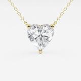 3.00 CTW Floating Heart Shape Lab Grown Diamond Solitaire Pendant Necklace F/G VS1 AGI Certified in 14K White or Yellow Gold
