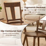 Solid Wood Dining Chairs Set of 2 with Ergonomic Backrest