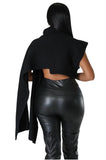 Turtleneck Cropped Cape Sweater