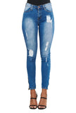 {E750} Skinny Distressed  Jeans w/ ankle zipper