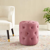 Amour Tufted Button Round Performance Velvet Ottoman by Modway