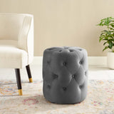 Amour Tufted Button Round Performance Velvet Ottoman by Modway