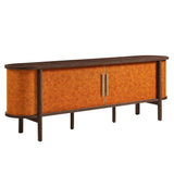 Coralie Curved 71" Vegan Leather Oval TV Stand by Modway