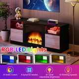 TV Stand for 65" TVs with LED Lighting & Fireplace Insert