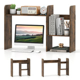 Expandable Desktop Bookshelf with Open Storage Cubes