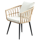 Ainfox 3 PCS Wicker Sofa Patio Bistro Set, Patio Furniture with Glass Top Table and Cushions