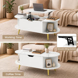 Lift Top Coffee Table with Hidden Compartment and Shelves