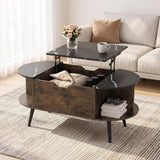 Lift Top Coffee Table with Hidden Compartment and Shelves